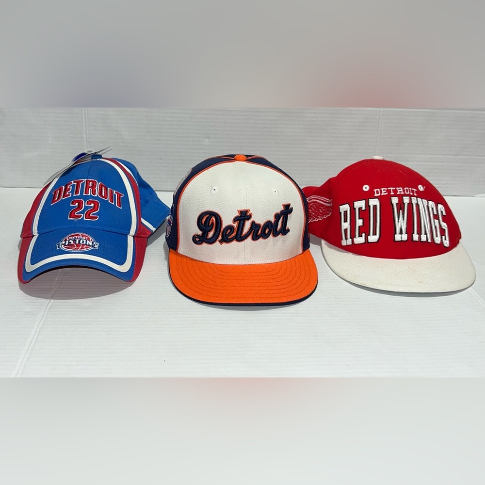 Vintage Detroit Tigers Pistons Red Wings Hat Snapback Fitted American Needle